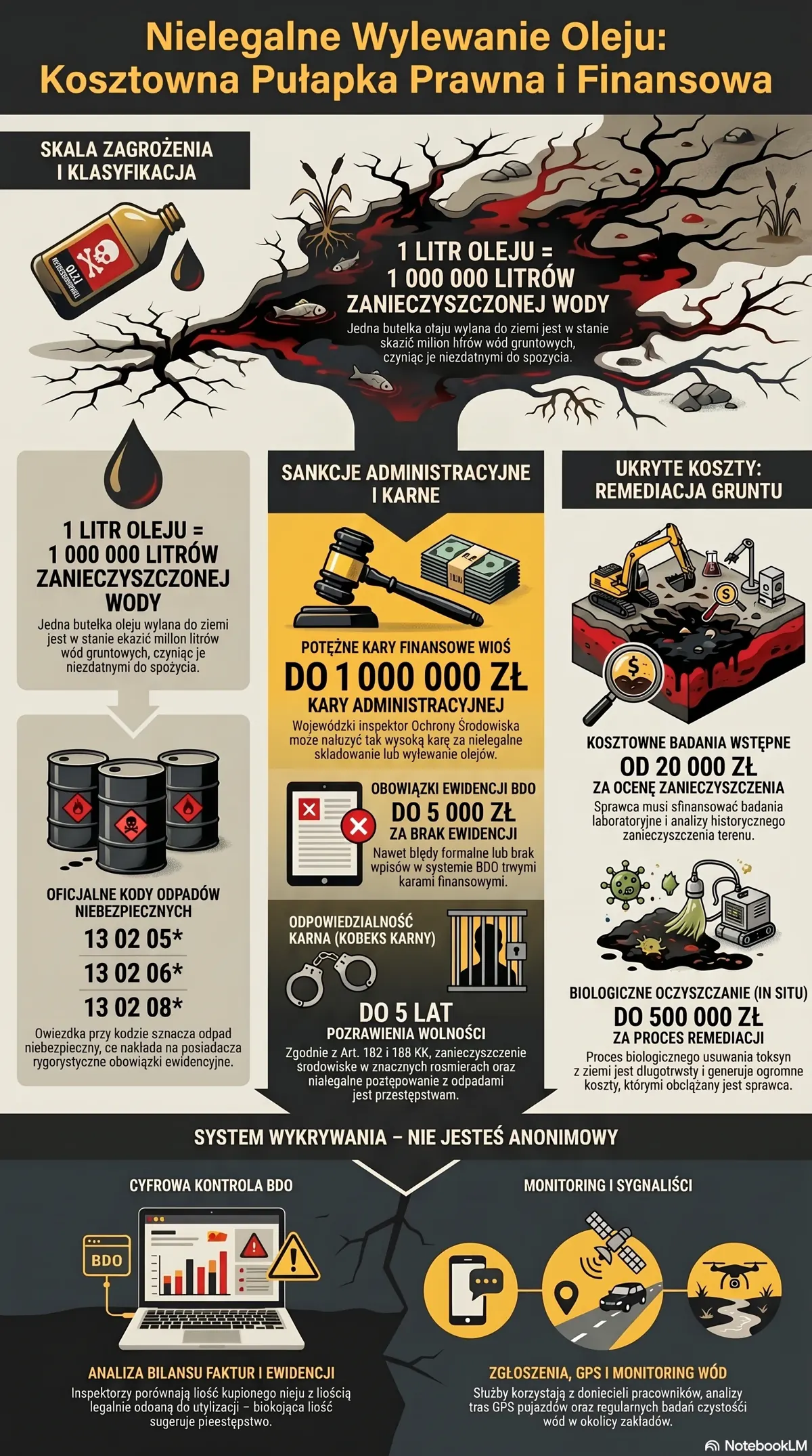 Infografika: kary za wylewanie oleju do kanalizacji – ile ryzykujesz?