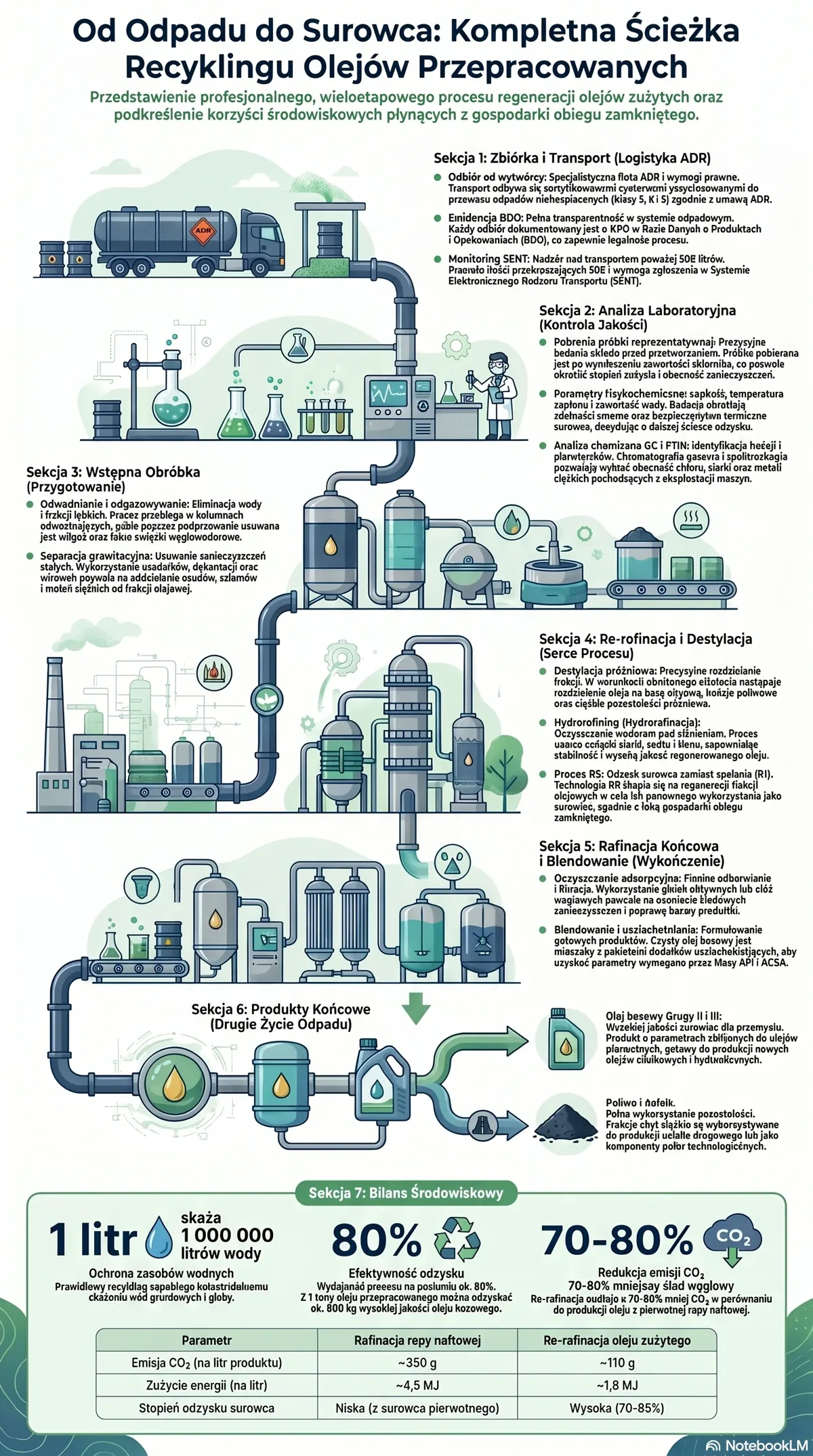 Infografika: jak wygląda recykling olejów przepracowanych – cały proces